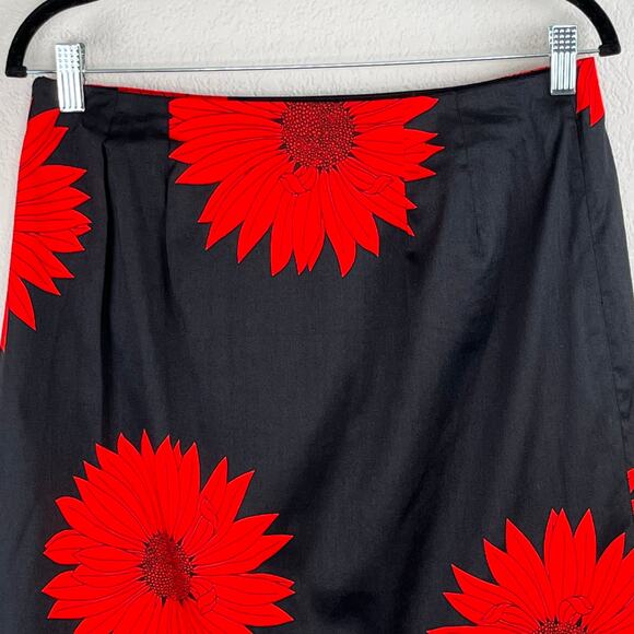 Grace Dane Lewis Workshop A-Line Black Red Sunflower Knee Lgth Mini Skirt 6 NWT - Picture 7 of 14